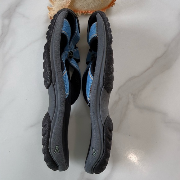 Keen Women’s Black and Light Blue Cross-Strap Sandals - Picture 9 of 10